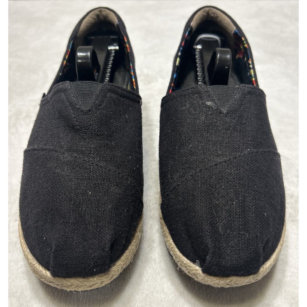 Skechers BOBS Women's Shoes 8.5 Black Slip On Wedge Casual Espadrilles Canvas - Picture 2 of 9